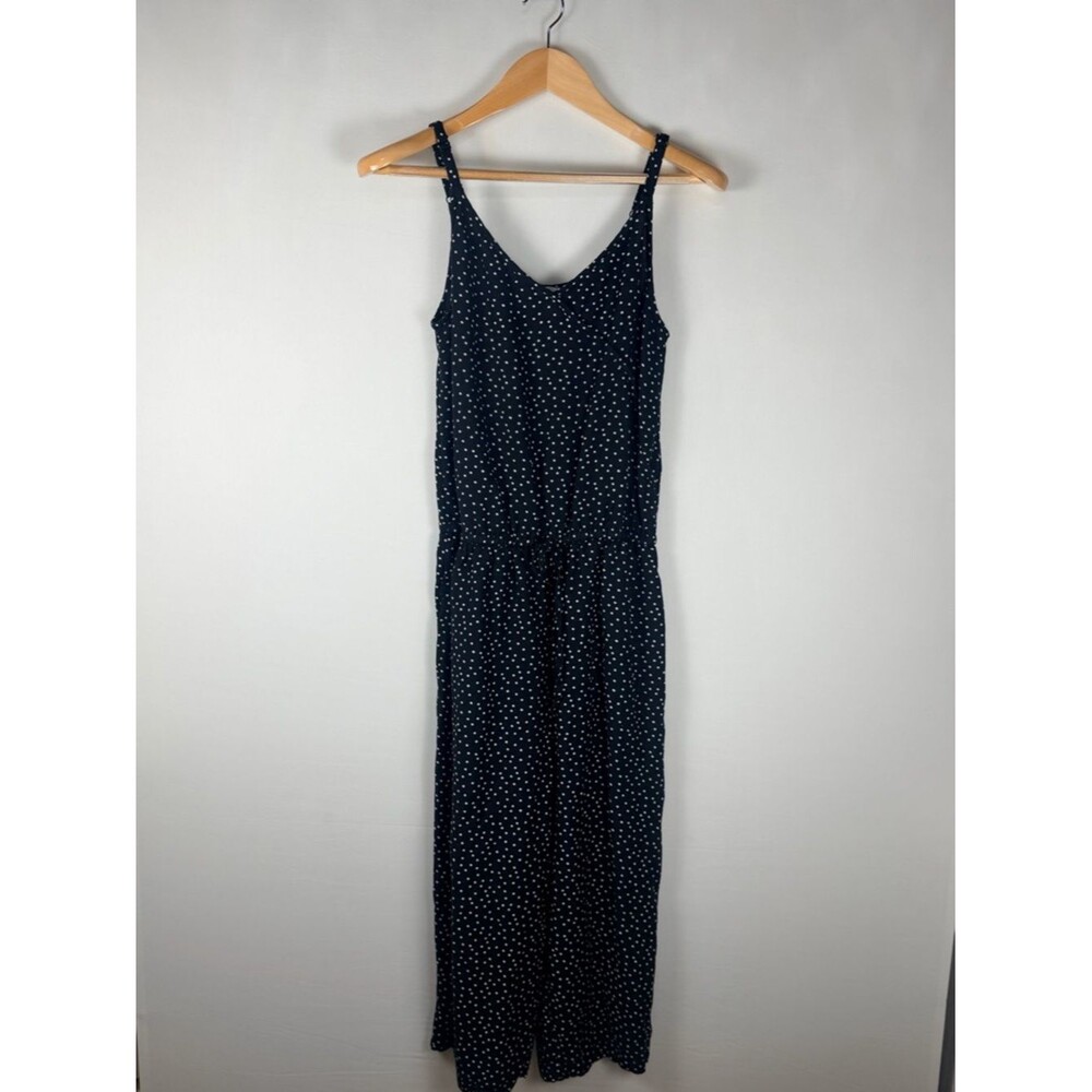 Tommy Bahama Sea Swell Polka Dot Linen Jumpsuit Small Cropped Tie Waist Wide Leg